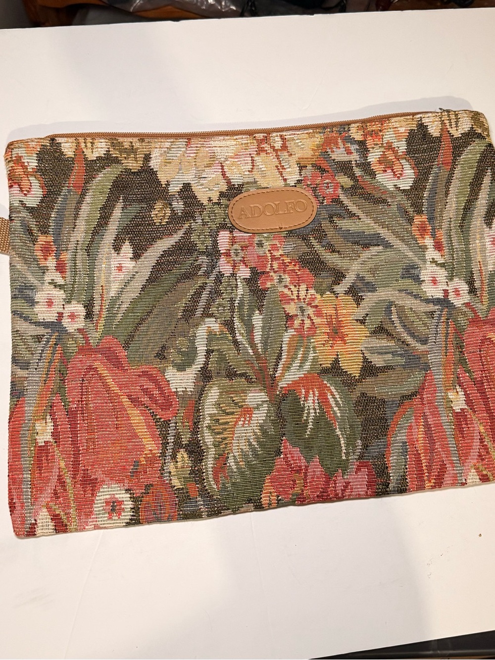 Vintage Adolfo Tapestry Toiletry Under Garment Bag Travel Floral 80s Cottagecore
